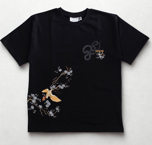 CRANE & SNAKE EMBROIDARY TEE